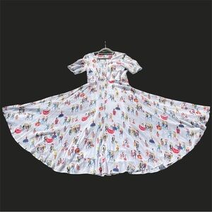 RARE Archival Bensimon B. Team Mariachi Novelty Print Dress Full Circle Skirt M